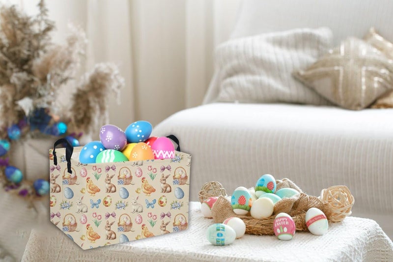 DDBASKET Easter Baskets for Kids Gift Basket Empty Baby Basket for Boys and Girls Rectangular Toy Storage Bins Organizer Bin Box Cute Room Decor for Home(Easter Baskets) - Image 2